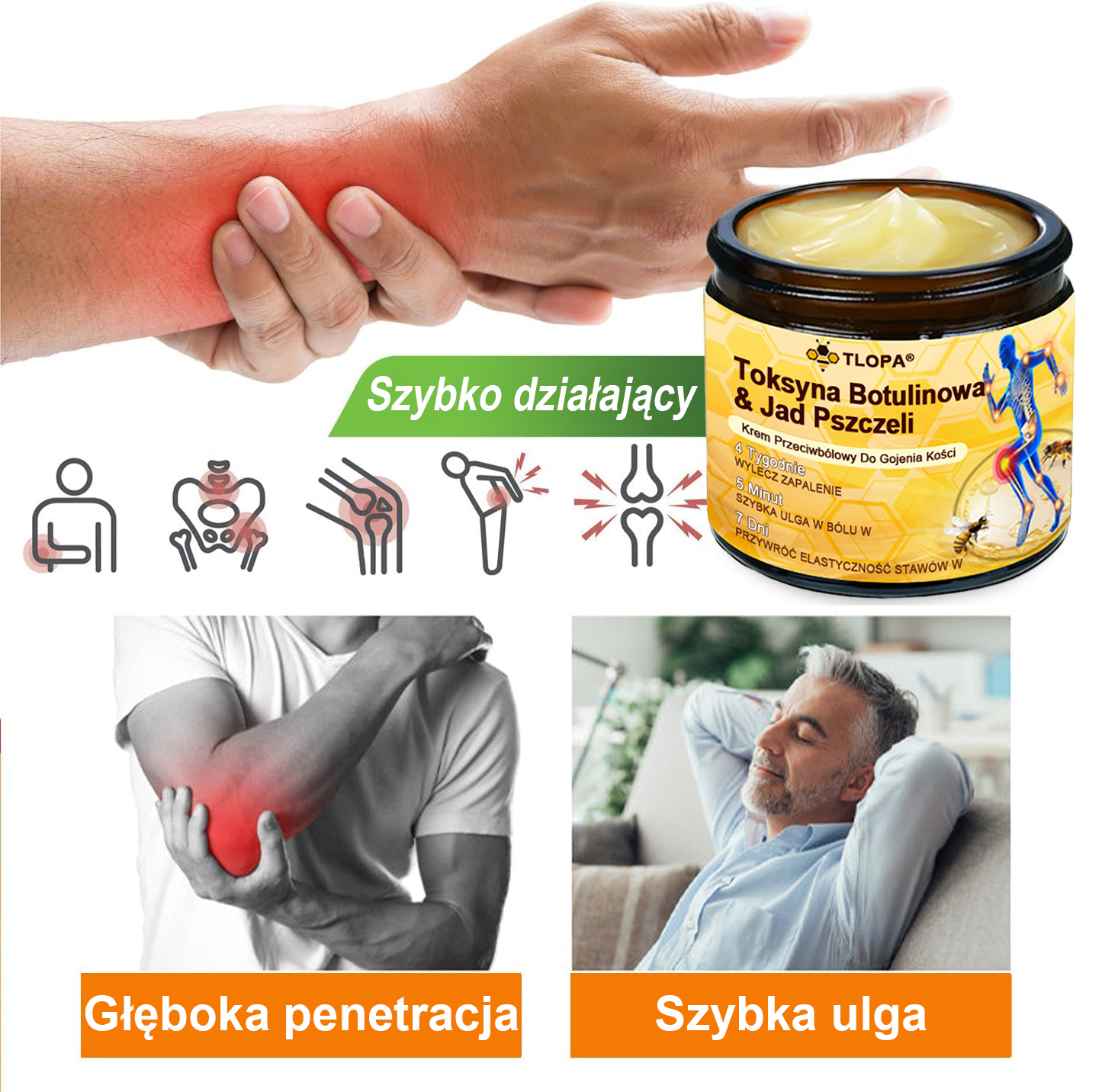 🦴TLOPA® Toksyna botulinowa i jad pszczeli Krem przeciwbólowy do gojenia kości🔥🔥🔥🔥