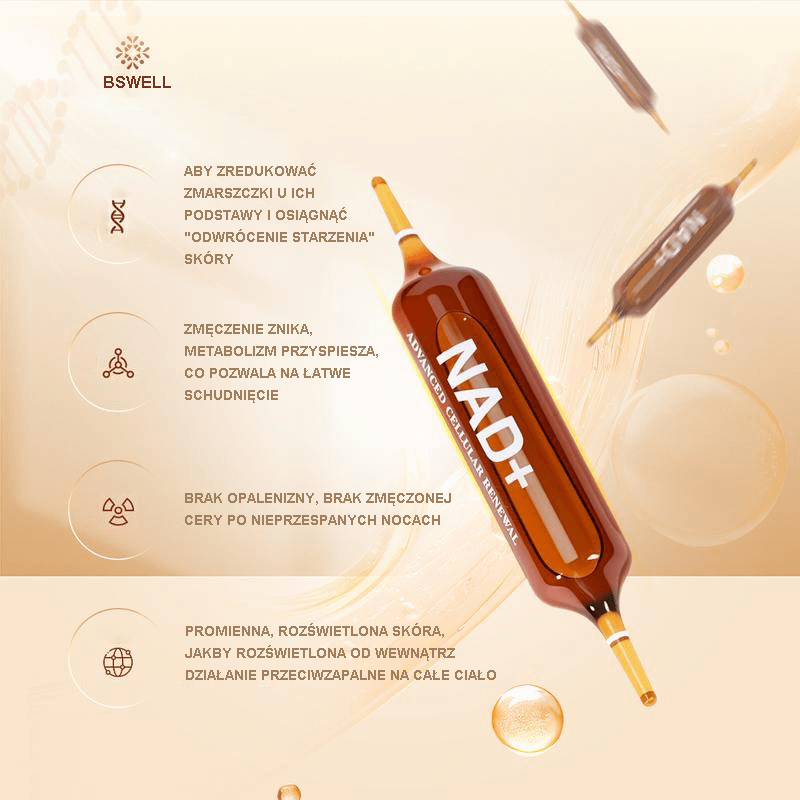 Widoczne rezultaty w 7 dni 🏆BSWELL Advanced Cellular Weight Loss suplement diety z NAD 1200 mg na starzenie się skóry i utratę wagi, 10 butelek