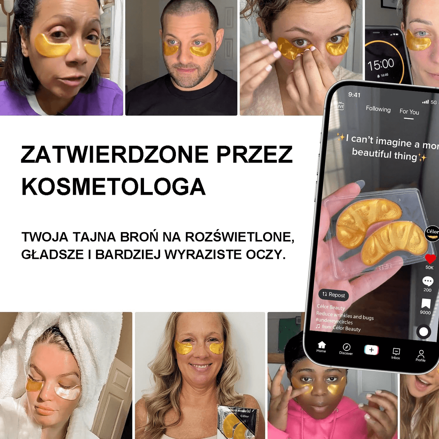 👀Płatki pod oczy (20 par) - 🔥Płatki pod oczy na opuchliznę i cienie pod oczami - Maska pod oczy do pielęgnacji urody i ciała - Maska pod oczy z aminokwasami i kolagenem na cienie i opuchliznę firmy Celor